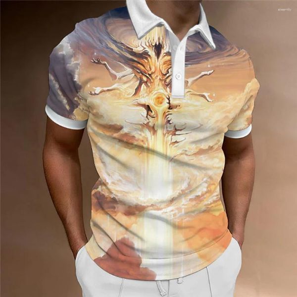 Мужская половая футболка полоса Polo 3D Print Animal Man Человек с короткими рукавами