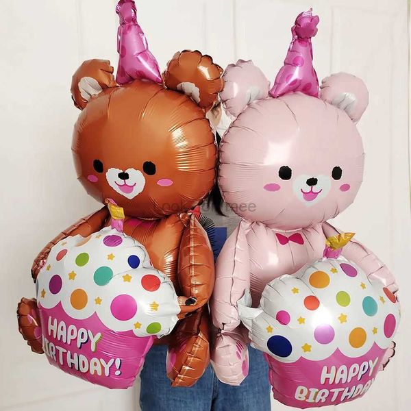 4D Grande Orso Torta Palloncini Cartone Animato Animale Simpatico Orso Palloncino Foil Bambini Ragazzi Ragazze Decorazione Festa di Compleanno Scena Puntelli Giocattoli HKD230808