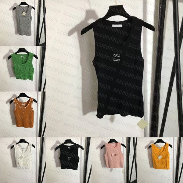 Kadın Örgü Tank Tops Tasarımcı İşlemeli Tanklar Top Summer Sport Yoga Üstleri Nefes Alabilir Örme Tee