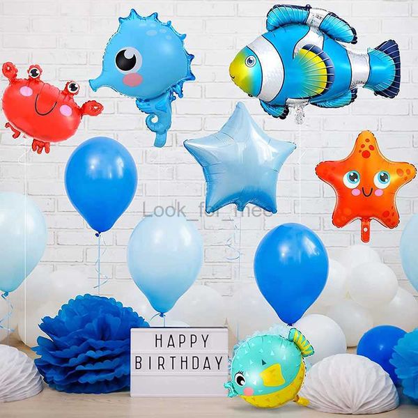 Globo de pez de dibujos animados, globo de animales del océano, globo de papel de cumpleaños para niños y niñas, fiesta temática del océano, decoración para fiesta de bienvenida de bebé HKD230808