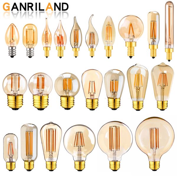 Altro Casa Giardino E14 E27 Lampadina a LED 220V Dimmerabile Lampada a filamento vintage T22 1W Decorazione a incandescenza retrò Lampada di illuminazione a LED Ampolla 230807