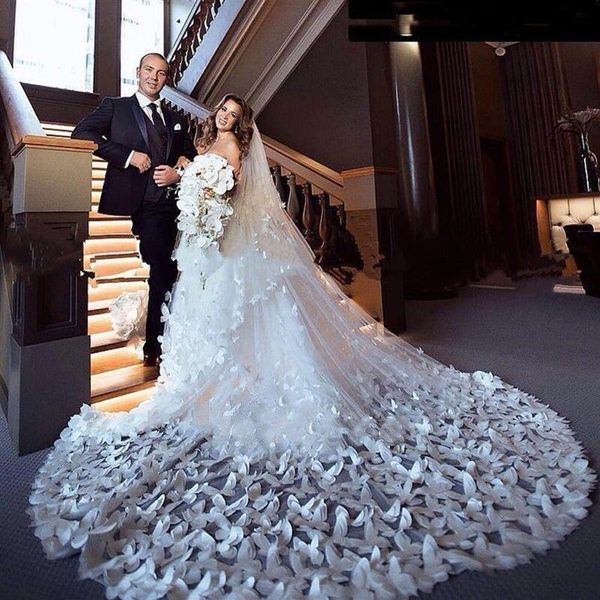 Novo Véu de Noiva Borboleta de Imagem Real Branco Transparente Tule Camadas Duplas Crepe Véu Longo Véus de Casamento Em Estoque Acessórios de Noiva261G