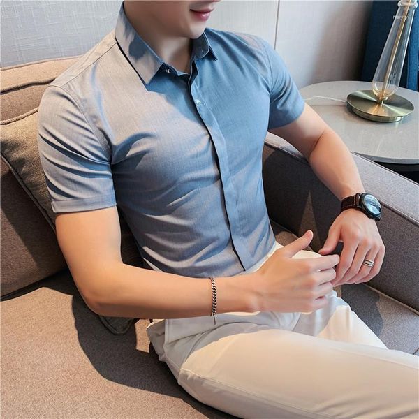 Männer Casual Hemden Plus Größe 5XL-M Sommer Dünne Kurzarm Für Männer Kleidung 2023 Business Formale Tragen Büro Kleid bluse Homme Verkauf