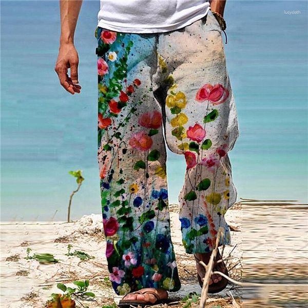 Pantaloni da uomo che vendono tubo dritto bocca larga casual comodo design con coulisse elastica tascabile stampa 3D