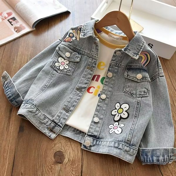 Casacos primavera outono crianças jeans casacos para meninas roupas de bebê moda infantil outwear jeans 2 4 6 anos 230808