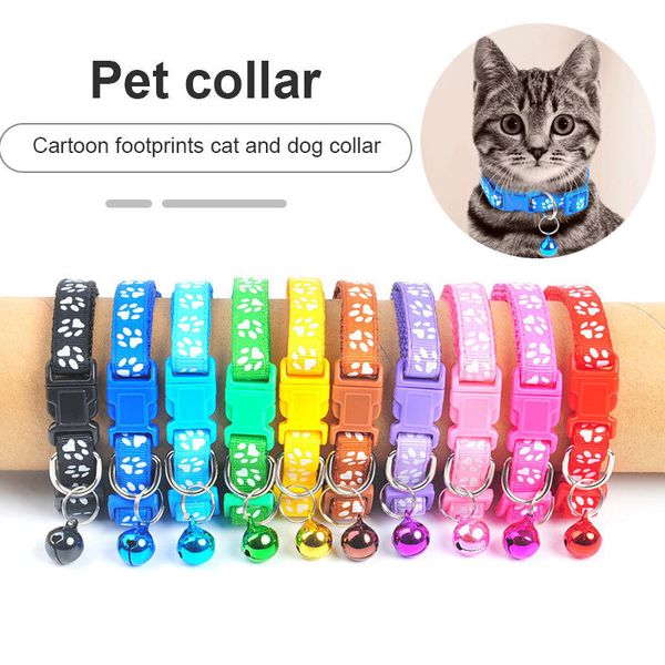 Coleiras para cachorros 1 peça Coleira colorida fofa com fivela ajustável para gatos Suprimentos para animais de estimação Pegada personalizada para gatinhos Acessório pequeno 230807