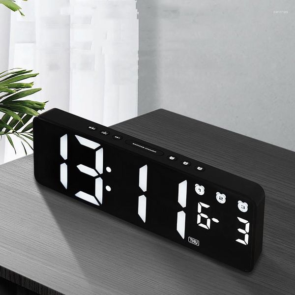 Relógios de parede Moda Digital Despertador Música Calenda Week Snooze 3 Alarmes Mesa Eletrônica Para Quarto Home Office