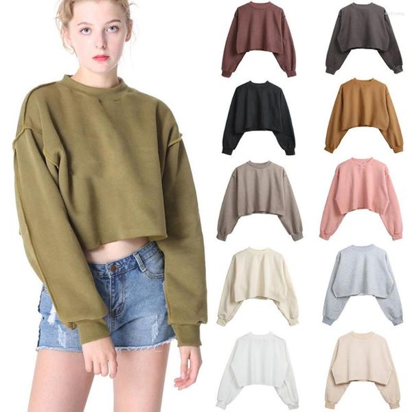 Felpe con cappuccio da donna High Street Vintage Women Y2k Felpa Casual Loose Fashion Short Hoodie manica lunga Harajuku Streetwear Crop Pullover