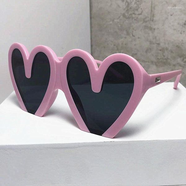 Óculos de sol Vintage Oversized Cute Heart Cat Eye para mulheres Marca de moda Candy Color Rosa Óculos de sol feminino Gradient Shades