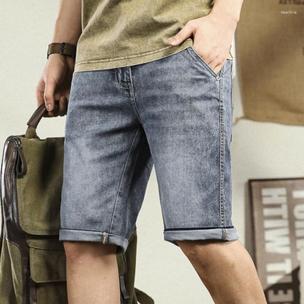 Herren-Jeans, Retro-Stil, Denim-Shorts, lockere Passform, übergroße Stretch-Caprihose, Sommer, große Kuh