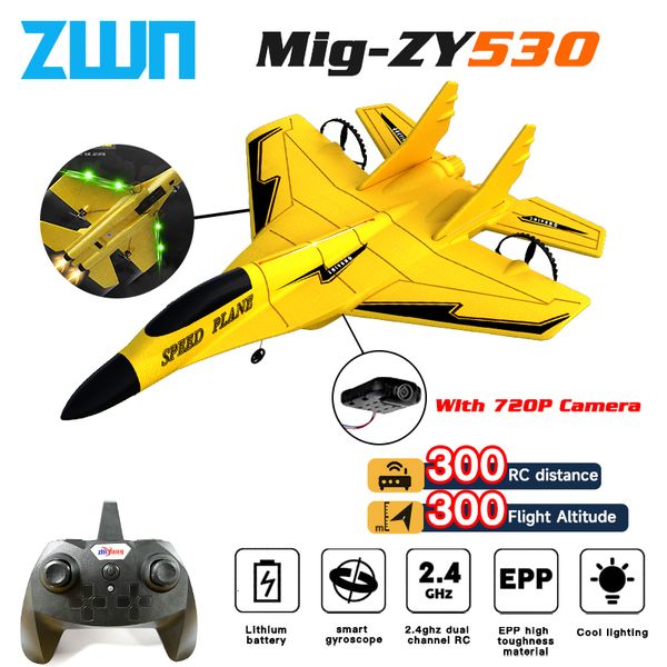 ElectricRC Aircraft RC Plane ZY530 24G Com LED Lights Remote Control Flying Model Glider EPP Foam Toys Airplane For Children Gifts 230807