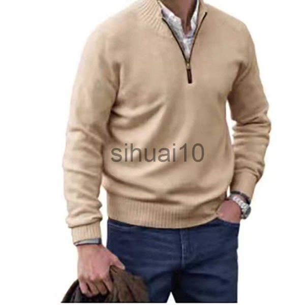 Maglioni da uomo Maglione caldo da uomo in lana lavorato a maglia Harajuku Zip Maglione manica lunga da uomo Slim Fit Pullover caldo casual Maglione J230808