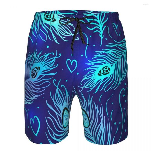 Pantaloncini da uomo Costume da bagno da uomo Piume di pavone Modello Costume da bagno da uomo Costume da bagno da spiaggia Pantaloncini da surf