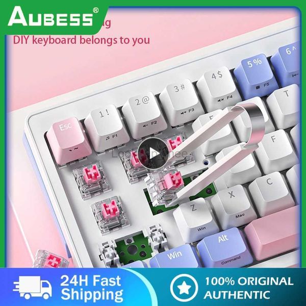 Flanco de teclado sem fio de apoio de pé de dois estágios com chave cheia de luz hot plug teclado luminoso rgb efeito de lâmpada colorida rgb hkd230808