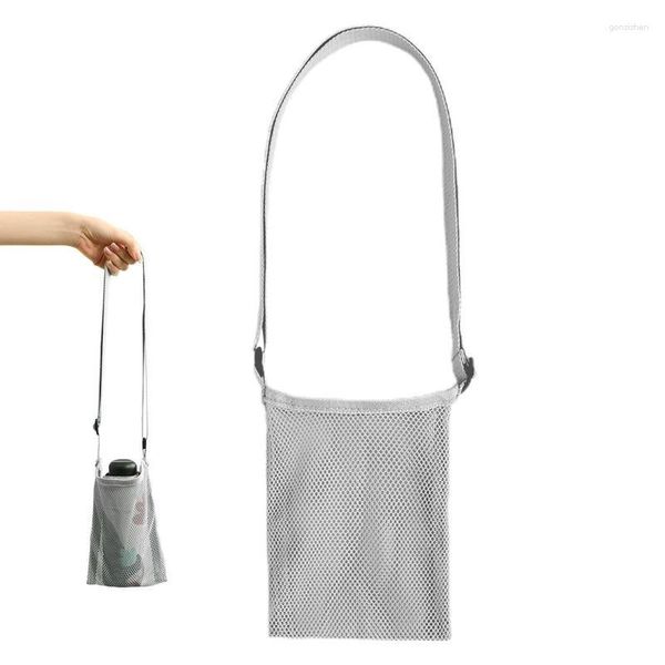 Sacos de armazenamento porta-garrafa de água portátil tipo estilingue reutilizável tampa de copo isolada com alça de ombro multifuncional
