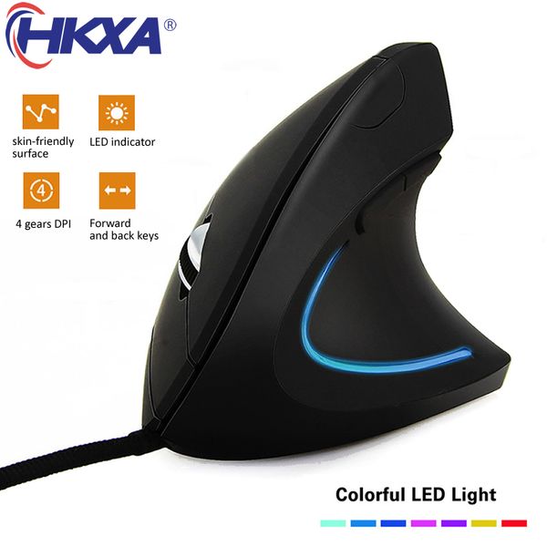 Mouse com fio mão direita vertical RGB mouse ergonômico para jogos 800 1200 1600 3200DPI usb pulso óptico saudável mause para computador pc 230808