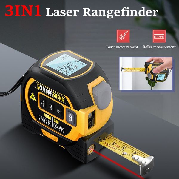 Calibri 3 in 1 Misuratore di nastro laser Telemetro 5 m Righello a nastro Righello elettronico intelligente ad alta precisione a infrarossi Misuratore di distanza dell'edificio 230807