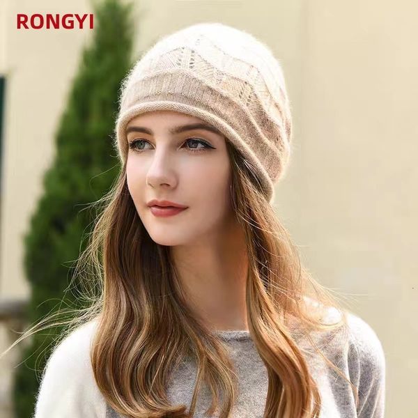 Berretti/berretti con teschio RONGYI In inverno, cappello da donna in 100% cashmere, protezione per le orecchie, mantiene caldo il lavoro a maglia, va in bicicletta e tiene fuori il freddo 230807