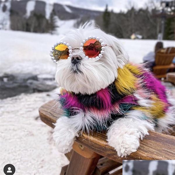 Roupas para cães Teddy Bldog Schnauzer Óculos de sol ao ar livre Óculos de sol para animais de estimação Moda Pérola Animais de estimação Óculos de sol Acessórios para cães 350M Drop Deliv Dhths