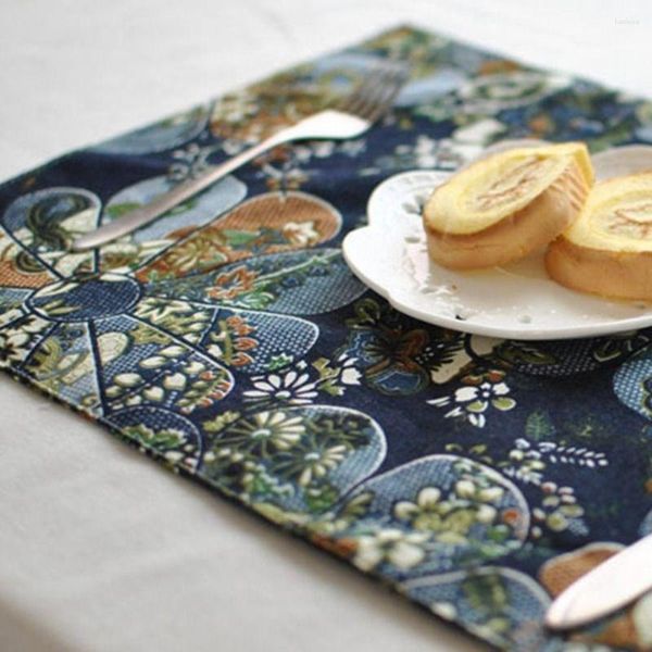 Tapetes de mesa pintura lado duplo disponível macio antiderrapante linho de algodão jogo americano tapete tecido guardanapo decoração