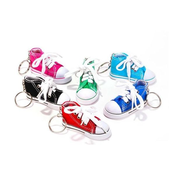 Accessori per parti di scarpe Commercio all'ingrosso 7 colori 3D Sneaker Portachiavi Novità Scarpe di tela Portachiavi Portachiavi Ciondolo borsa Bomboniere Direct Sel