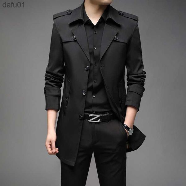 New Spring Men Trench Fashion England Style Long Trench Cappotti da uomo Casual Capispalla Giacche Giacca a vento Marca Abbigliamento uomo 2022 L230520