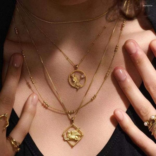 Anhänger Halsketten Antike griechische Göttin Meerjungfrau Metall vergoldet Halskette für Frauen Mädchen Party Schmuck Geschenk Vintage Chic Choker 2023