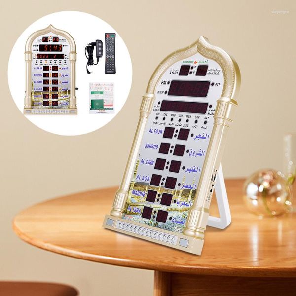 Orologi da tavolo Digital Azan Mosque Prayer Clock Calendario islamico Allarme da parete musulmano Ramadan Home Decor Telecomando