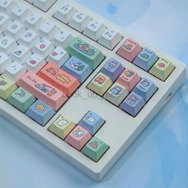 1 Set Lächelndes Gesicht PBT-Tastenkappen, Farbsublimation, Kirschprofil für Mx-Switches, mechanische Tastatur, 129 Tasten, Kirsch-Tastenkappe HKD230808