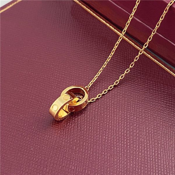 Designer Necklace Designer Jewelry Clover Necklace Stainless Steel Fashion Oval Rings Clavicular Chain Choker Gold Dual Ring Pendant