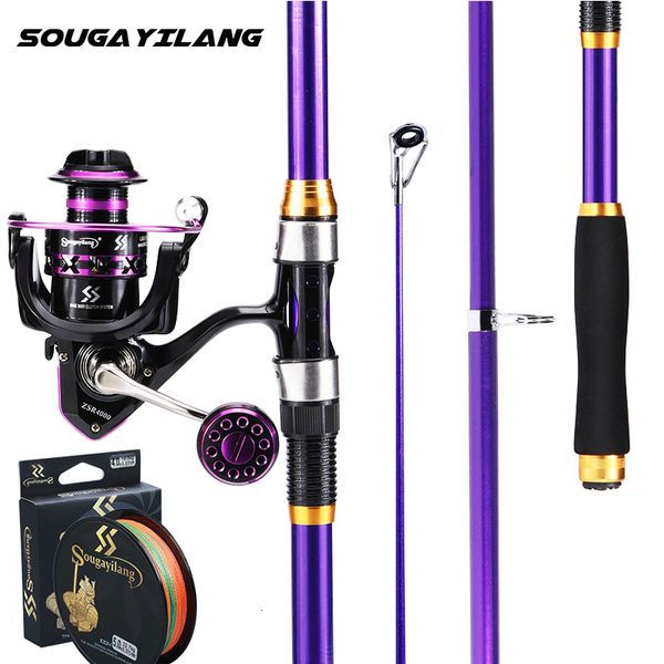 Rod Reel Combo Soukayilang Purple Fishing Rod Combo Telescopic Fishing Rod and Spinning Reel Fish Line Set Full Portable for Travel Fishing 230807