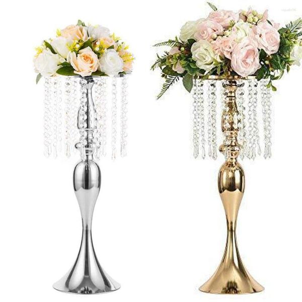 Portacandele Decorazione di nozze in metallo Supporto per fiori Portacandele in cristallo Centrotavola Candeliere per feste
