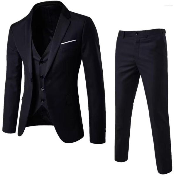 Abiti da uomo EHIOE Fashion Men Classic 3piece Set Suit Wedding Grooming Slim Fit Giacca Pantalone Nero Grigio Blu Borgogna Plus Szie