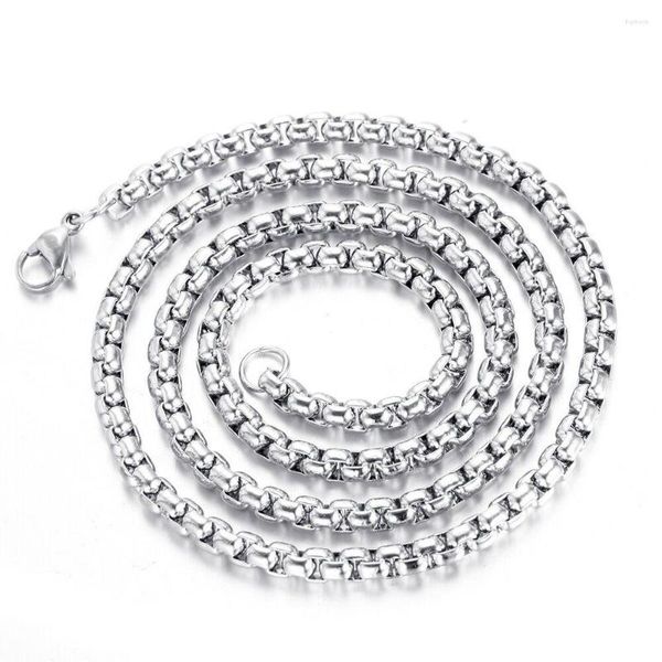 Anhänger Halsketten Mode 2023 Breite 3mm Edelstahl Männer Link Halskette Quadratische Perlenketten Geschenk Schmuck Länge 60 cm Silber Farbe