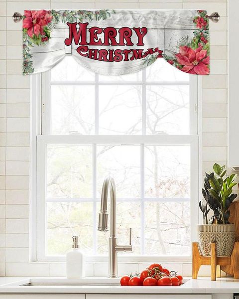Занавес Рождество деревянное зерно цветок ретро-окна гостиная кухонная шкаф
