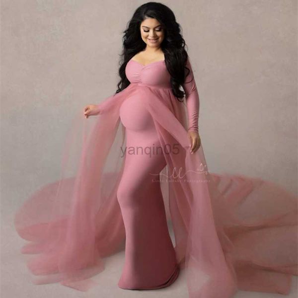 Umstandskleider 2020 Umstandskleider Fotografie-Requisiten Schulterfreies langes Schwangerschaftskleid für schwangere Frauen Maxikleid Babypartys Fotoshooting HKD230808