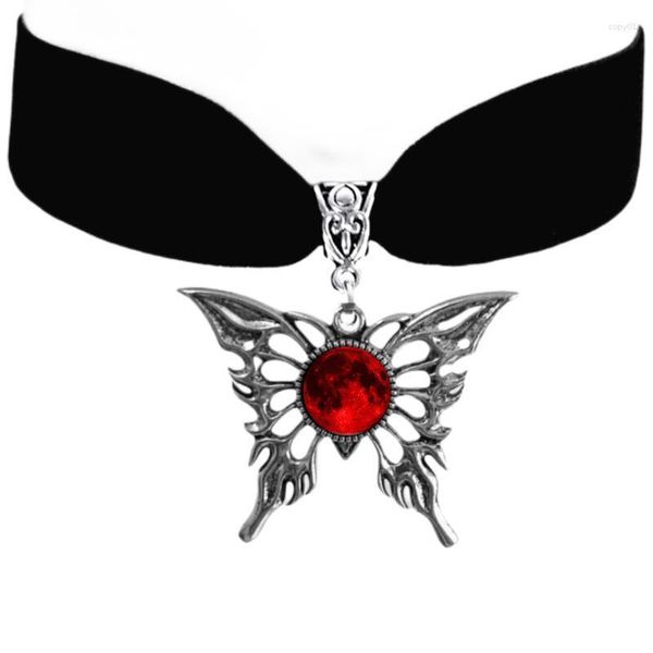 Подвесные ожерелья готическая бабочка подарки подарки для глазного яблока Gory Jewelry Goth Black Velvet Choker для женщин