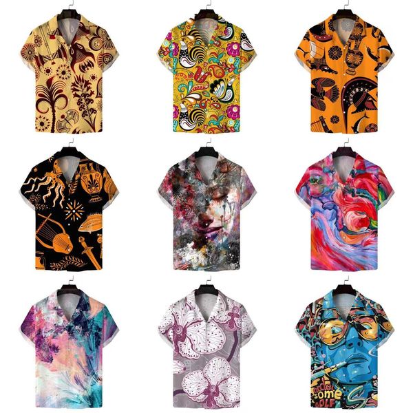 Herren-Freizeithemd, Sommermode-Hemd, klassisches 3D-Digital-Wärmeübertragungs-Kurzarm-Mode-Volldruckhemd, Herren-Designer-Strand-T-Shirt-Kleidung