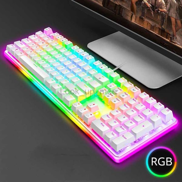 RK918 ROYAL KLUDGE RGB-Hintergrundbeleuchtung, kabelgebundene mechanische Gaming-Tastatur, 108 Tasten, Anti-Ghosting, mit großer LED-Umrandungs-Seitenlampe, HKD230808