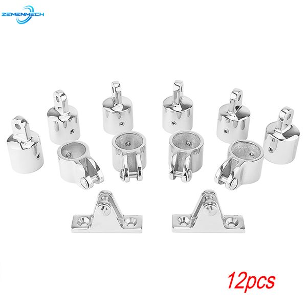 Altri articoli sportivi 12PCS Accessori per barche Universal 3 Bow Bimini Top Set di hardware marino in acciaio inossidabile 316 Cerniera di coperta Jaw Slide Eye End Fitting 230807