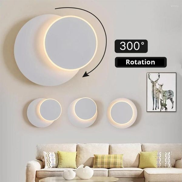 Wandleuchte Nodic LED Moderne quadratische runde Lichtleuchte für Wohnzimmer, Schlafzimmer, Nachttisch, 300 ° Drehung, Befestigung, 110 V/220 V, Nacht