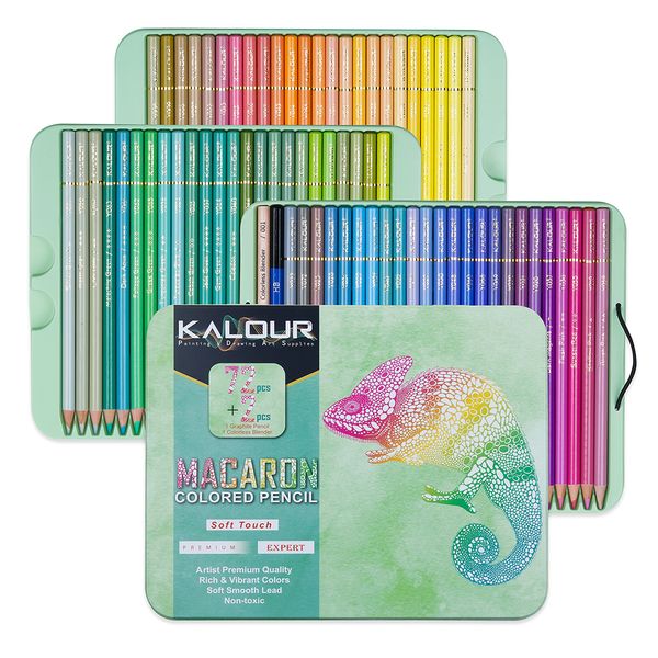 Penne per pittura KALOUR Set di matite colorate Macaron da 72 pezzi Confezione regalo in ferro Set di matite da disegno in legno morbido per forniture artistiche da colorare per artisti 230807