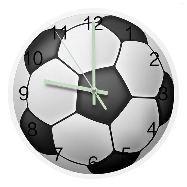 Orologi da parete Calcio Calcio Grandi aghi luminosi rotondi Orologio Decor Camera Ornamenti appesi Decorazione silenziosa