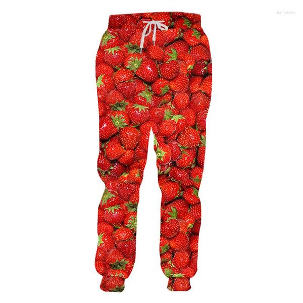 Pantaloni da uomo Fashion Fragola e arancia Modello di collage di frutta Stampa 3D Jogging Autunno Unisex Casual