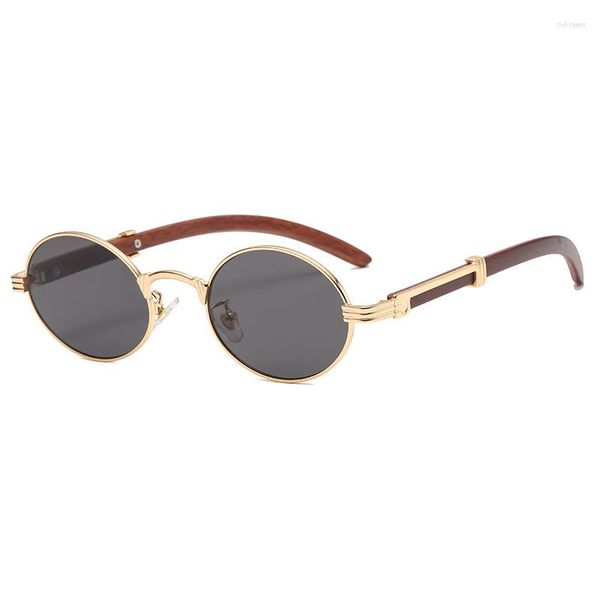 Sonnenbrille Vintage Nachahmung Holz Europa und Amerika kleine runde Rahmen Marke Design Herren trendige Brille