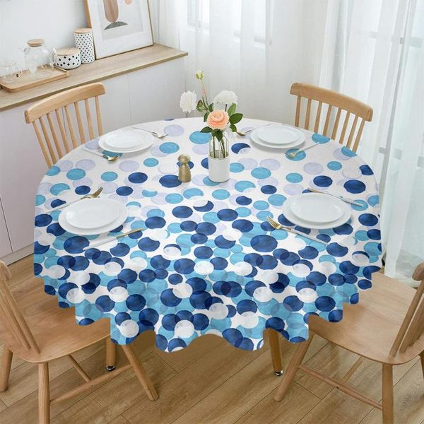 Tovaglia Fattoria Acquerello Dot Gradiente Blu Navy Tovaglia Impermeabile Matrimonio Casa Cucina Sala da Pranzo Decor Copertura Rotonda