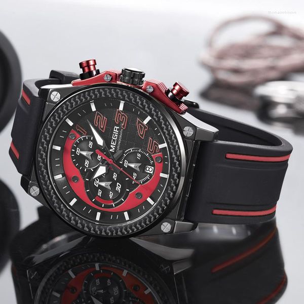 Начатые часы Megir 2051 Модные мужские повседневные спортивные часы многофункциональные мужские роскошные лучшие бренды