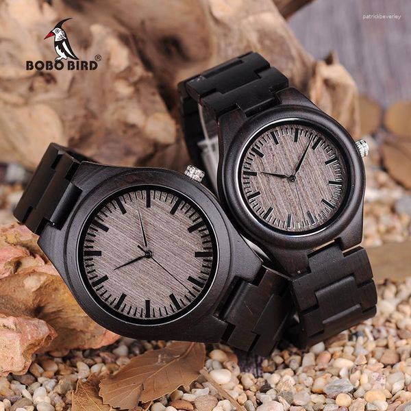 Orologi da polso BOBO BIRD Amanti Orologi in legno per donna Uomo Cinturino in pelle Coppia di bambù Casual Quarzo OEM come regalo