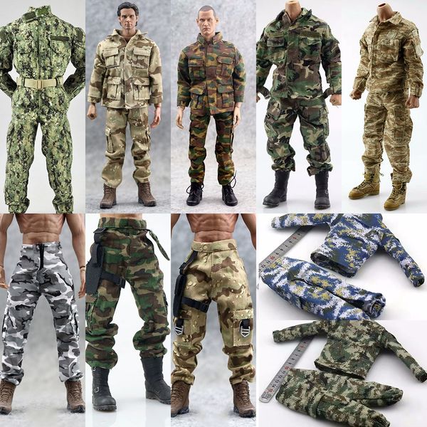 Askeri Figürler 1/6 Erkek Asker Giysileri Ordusu Taktik Savaş Askeri Üniforma Jungle Kamuflaj Pantolon Modeli 12 '' Aksiyon Figürü Vücut 230808