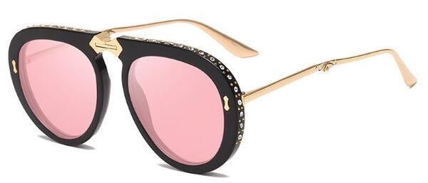 Occhiali da sole con strass Pilot Pieghevoli Occhiali da donna alla moda Designer Shades Retro Sexy Big Lunette KTV5_voghion.com